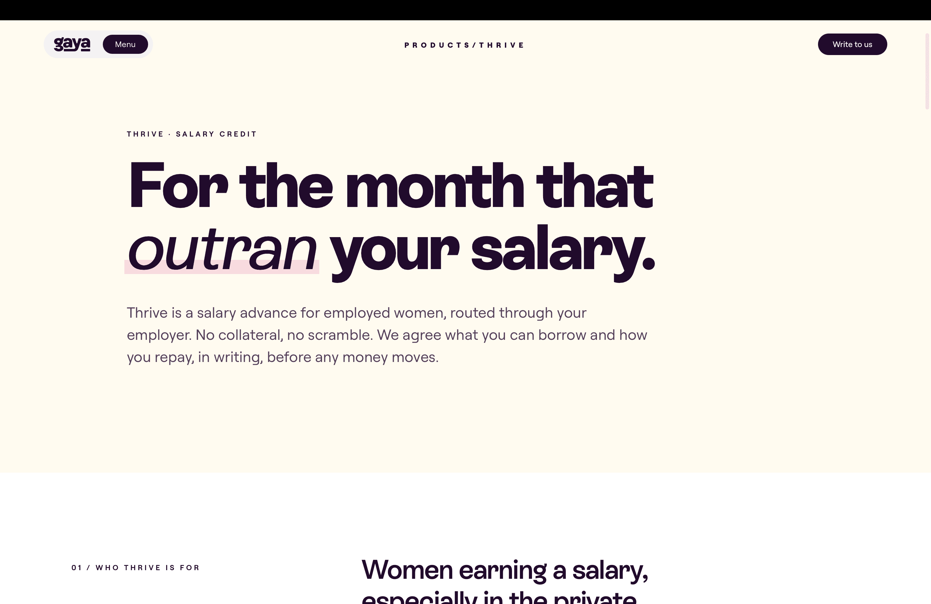 Thrive · For the month that outran your salary